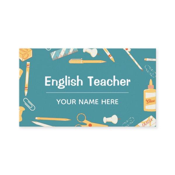 English Teacher School Things Pattern Home Tutor