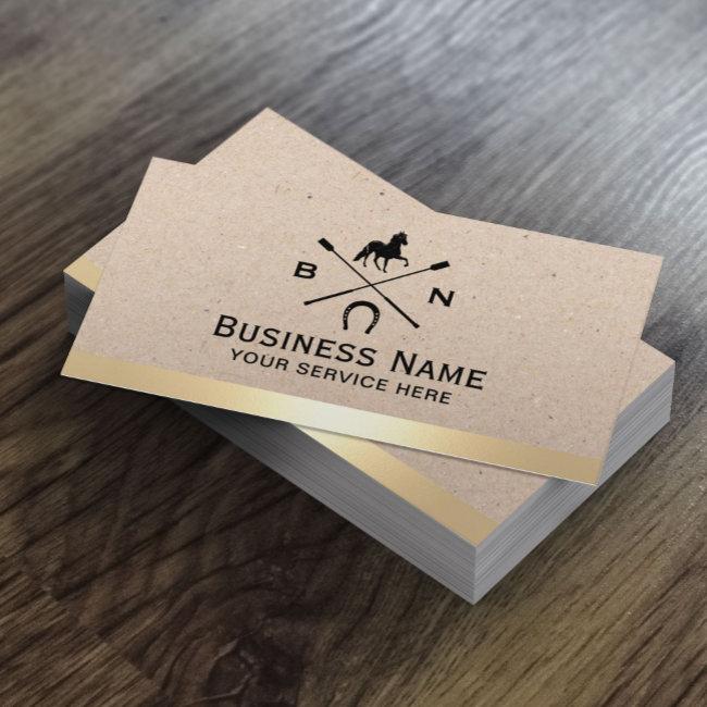 Equine Equestrian Horse Logo Modern Gold Border