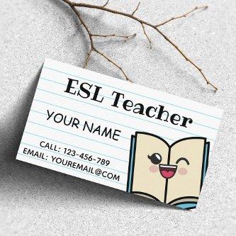 ESL Teacher Cute Kawaii Book School Instructor Fun