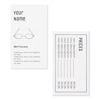 "Essential" Optician Price Cards