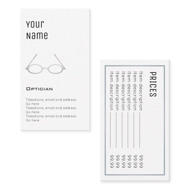 "Essential" Optician Price Cards