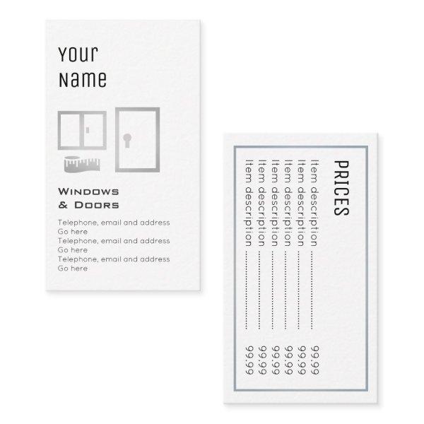 "Essential" Windows and Doors Price Cards