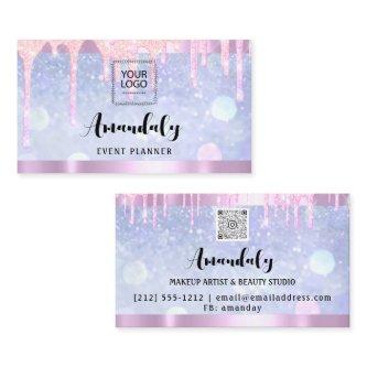 Esthetician Lash Nails Hair QR Code Logo Pink Blue