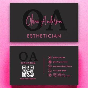 Esthetician QR Code Hot Pink Black Social Media