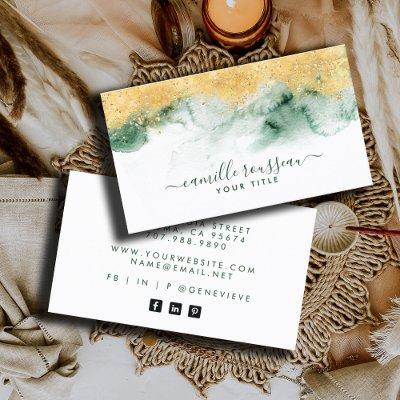 Ethereal Abstract Watercolor Gold Glitter