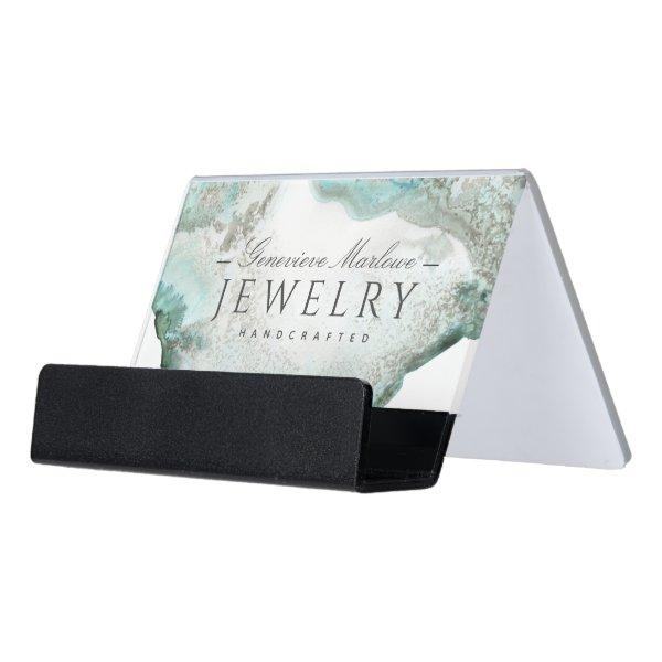 Ethereal Blue Green Agate Jewelry Designer Desk  Holder