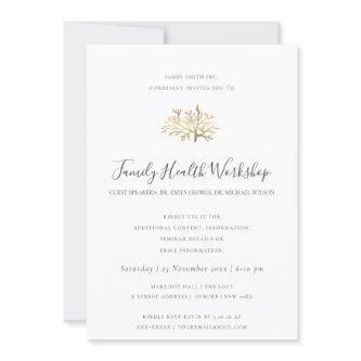 EUCALYPTUS BLUSH ROSE KRAFT BLACK WORKSHOP EVENT INVITATION