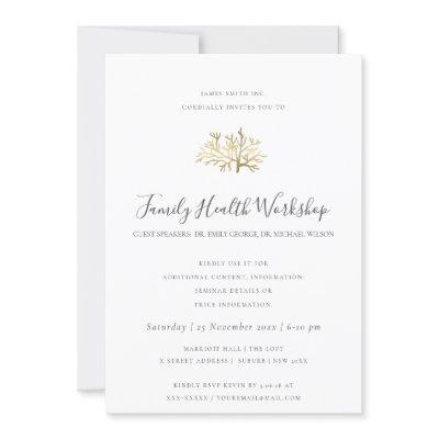 EUCALYPTUS BLUSH ROSE KRAFT BLACK WORKSHOP EVENT INVITATION