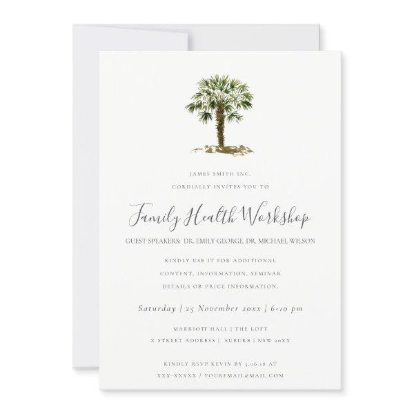 EUCALYPTUS BLUSH ROSE KRAFT BLACK WORKSHOP EVENT INVITATION