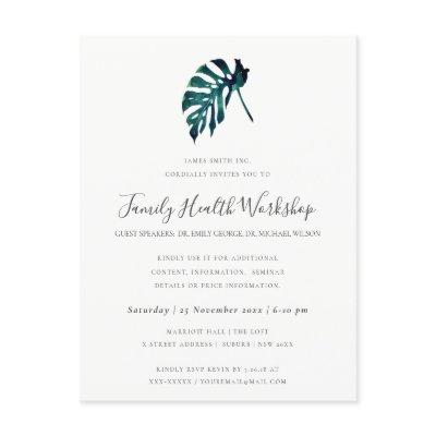 EUCALYPTUS BLUSH ROSE KRAFT NAVY WORKSHOP EVENT ANNOUNCEMENT POSTCARD