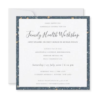 EUCALYPTUS BLUSH ROSE KRAFT NAVY WORKSHOP EVENT INVITATION