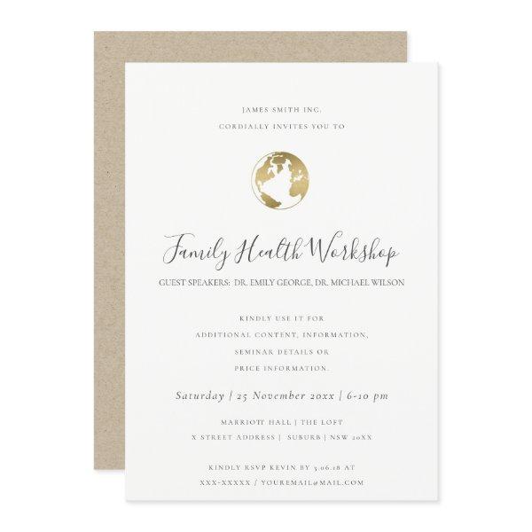 EUCALYPTUS BLUSH ROSE KRAFT NAVY WORKSHOP EVENT INVITATION