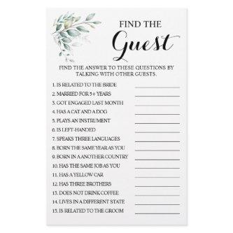 Eucalyptus Find the Guest Bridal Shower Game Card Flyer