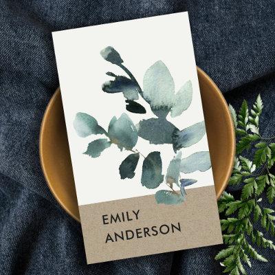 EUCALYPTUS GREEN KRAFT FOLIAGE BRANCH WATERCOLOR