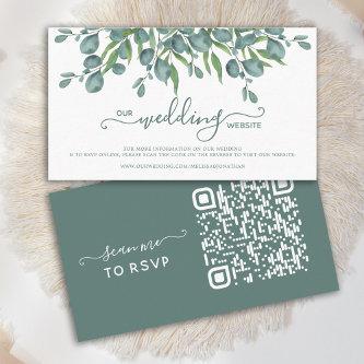 Eucalyptus Green QR Code Wedding Website RSVP Card