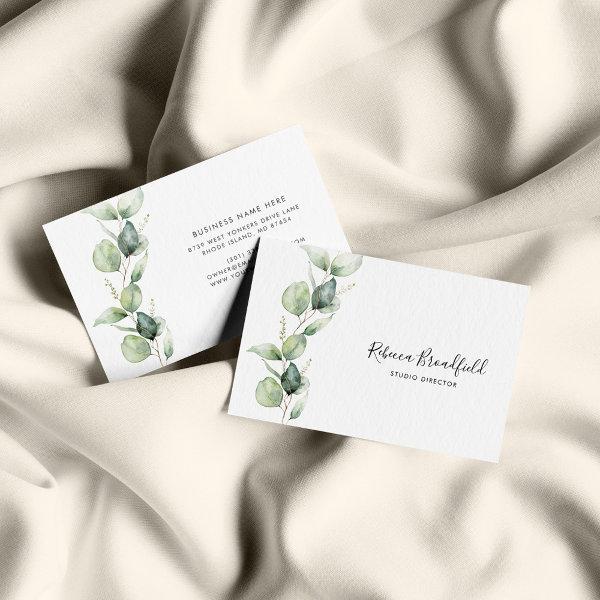 Eucalyptus Greenery Elegant Script Beauty Salon