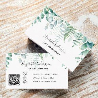 Eucalyptus greenery forest fern modern QR code