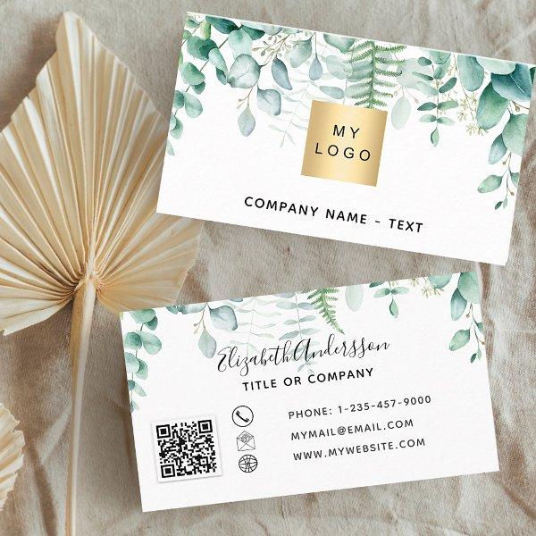 Eucalyptus greenery forest fern QR code logo
