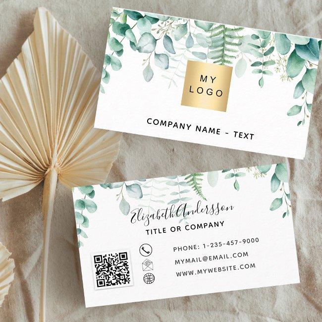Eucalyptus greenery forest fern QR code logo