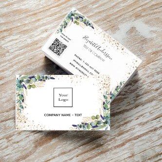 Eucalyptus greenery gold logo QR code