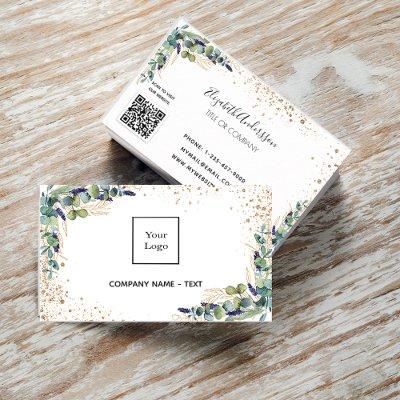 Eucalyptus greenery gold logo QR code