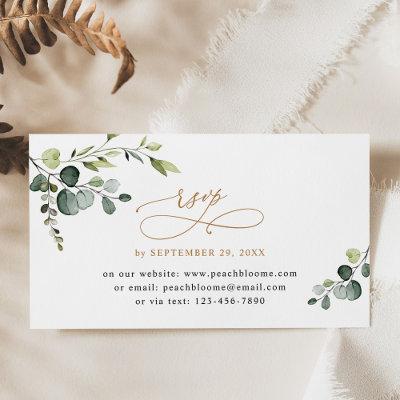 Eucalyptus Greenery Gold Wedding Online RSVP Cards