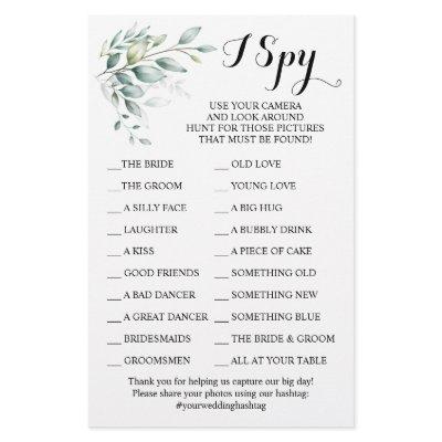 Eucalyptus Wedding Reception I Spy Game Card Flyer