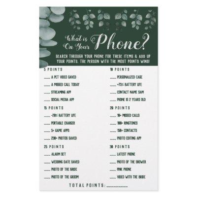 Eucalyptus What is on your Phone Shower Game Card Flyer