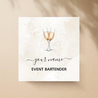 Event Bartender Champagne Glasses Elegant Marble Square