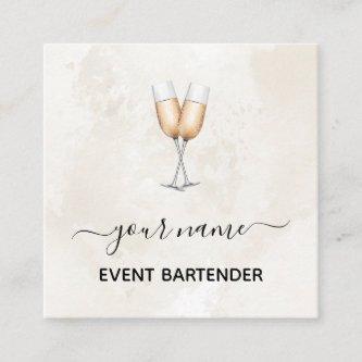 Event Bartender Champagne Glasses Elegant Marble Square