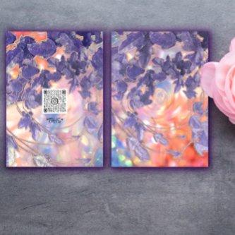 EVENT HOLOGRAPHIC MODERN LEAFS WREATH QR LOGO INVITATION