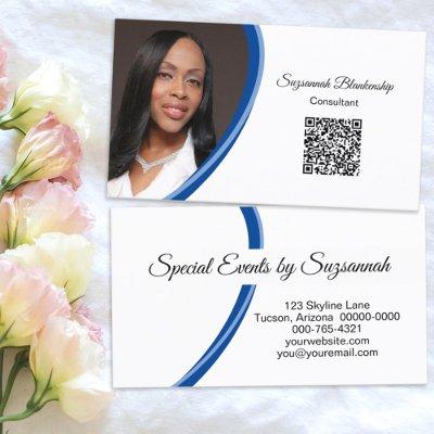 Event Planner Blue White Custom Photo QR Code