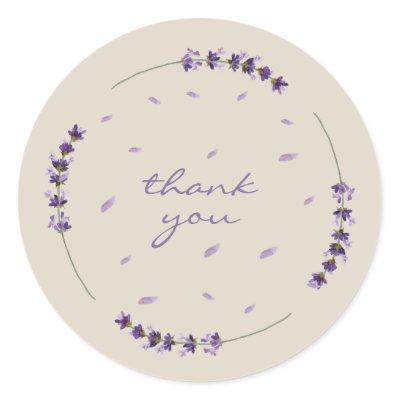 Event Planner Lavender Flower thank you Classic Round Sticker
