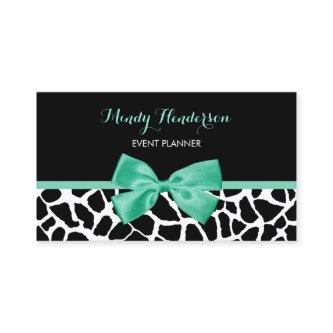 Event Planner Pretty Giraffe Print Mint Green Bow