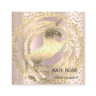 Event Planner Rose Unicorn Gold Glitter  Square