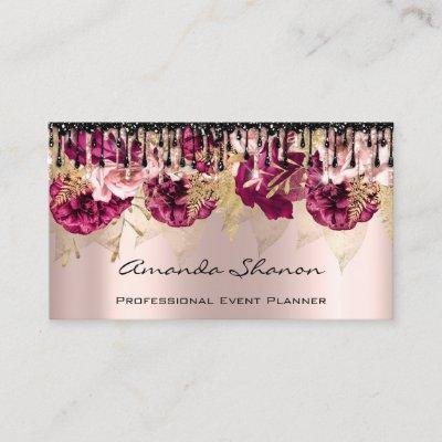 Event Planner Wedding Rose Floral Drip Logo QRCode