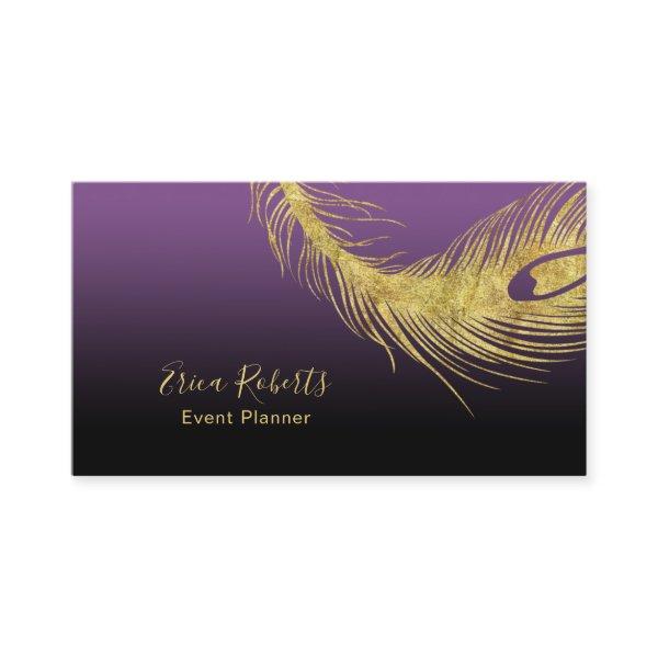 Event Planning Elegant Gold Peacock Feather Purple