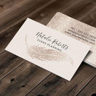 Event Planning Modern Ivory Gold Glitter Feather