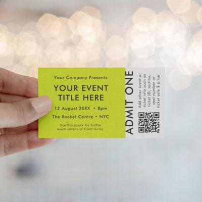 Event Ticket | Lime Green QR Code Concert Ticket