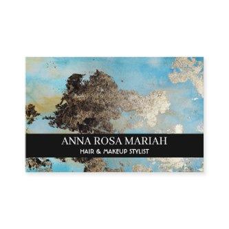 * Exciting Blue Abstract Watercolor Black Silver