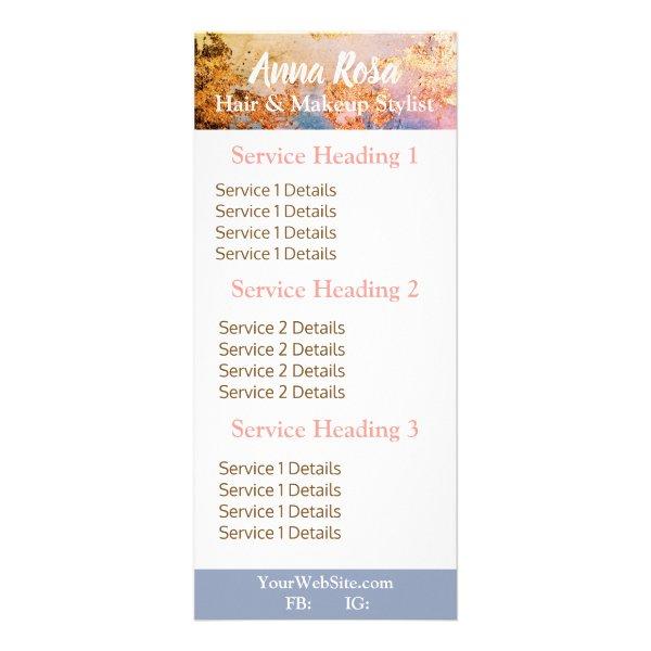 * Exciting Watercolor Pink Gold Blue Abstract Rack Card