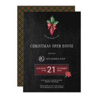 Exclusive Barber Shop Christmas Open House Party Invitation