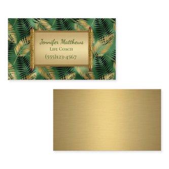 Exotic Green & Gold Safari Jungle Leaf Design