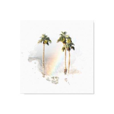 *~* EXOTIC RAINBOW PALM TREE TROPICAL AR11 CANVAS PRINT