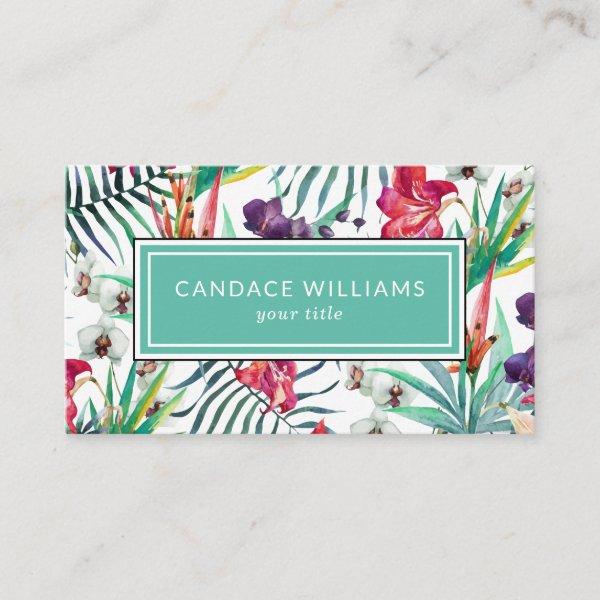 Exotic Tropical Flowers and Foliage Pattern
