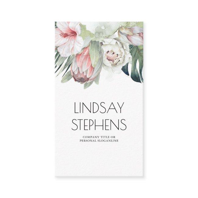 Exotic Tropical Jungle Flower and Palm Leaves