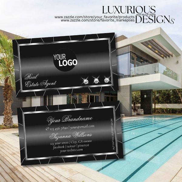 Exquisite Black and White with Diamonds and Logo