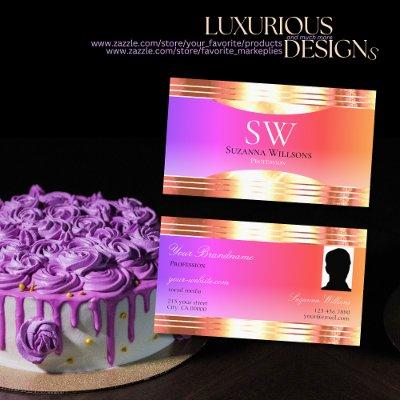 Exquisite Colorful Rose Gold Border Monogram Photo
