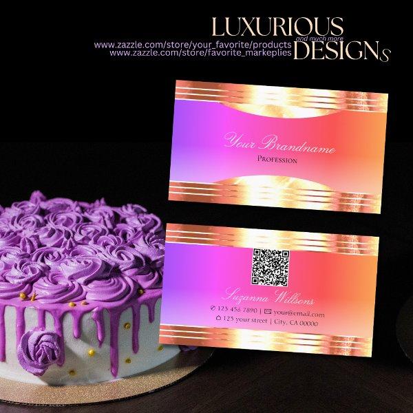 Exquisite Colorful Rose Gold Borders and QR Code