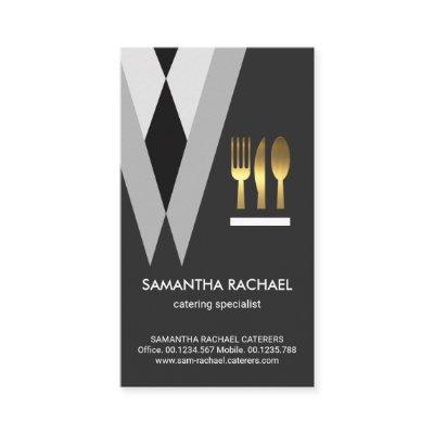 Exquisite Grey Tuxedo Suit Waiter Gold Cutlery
